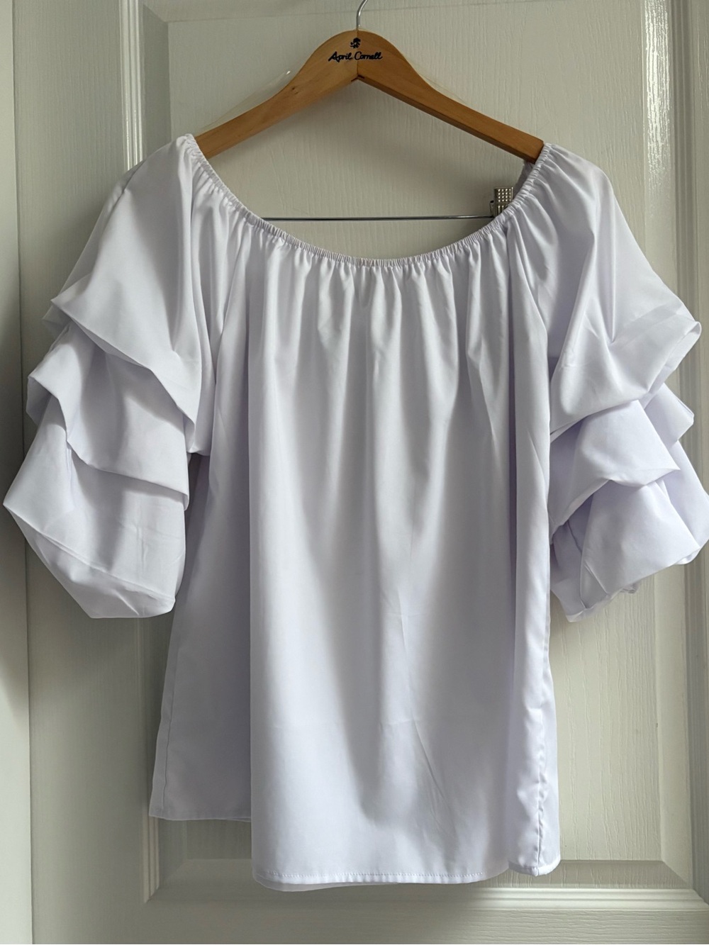 Elegant White Off-Shoulder Ruffle Sleeve Blouse